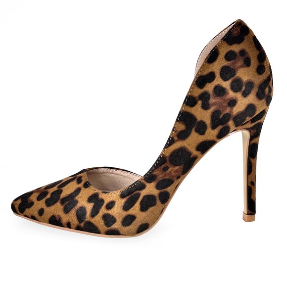 Leopard Print Pointed Toe D'Orsay Stiletto High Heels, Size 8 (MSRP $99) - Picture 2 of 7